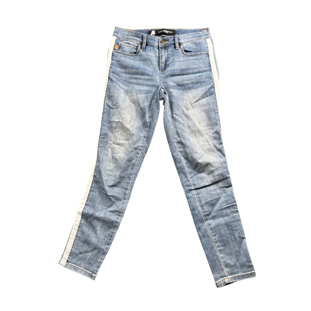Karl Lagerfeld Jeans Womens 4 Y2K Light Wash Side Stripe Skinny Denim